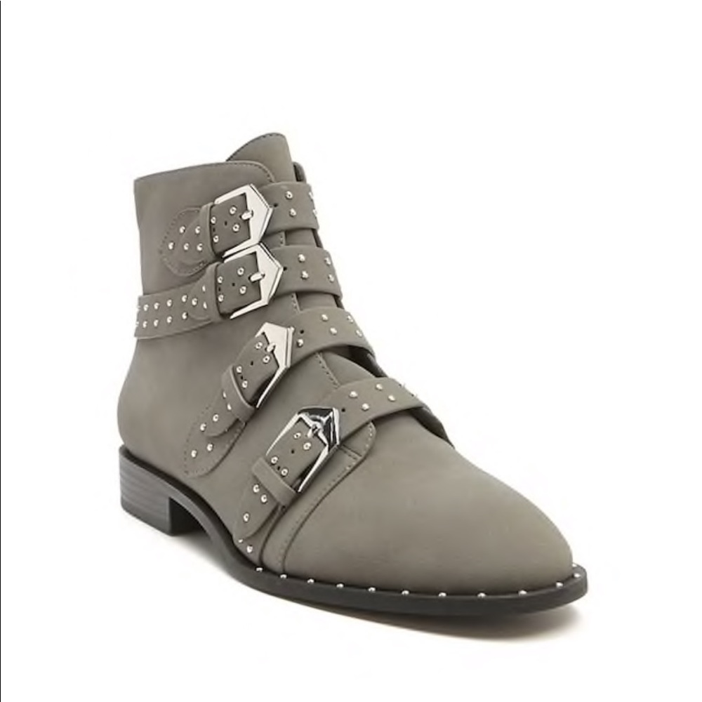 Studded Faux Leather Moto Boots